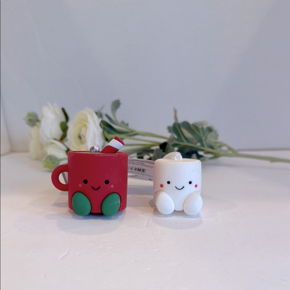 Hallmark Better Together magnetic Red Mug & White Marshmallow ornament pair NWT